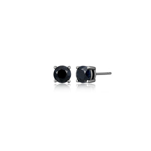 ETHOS "BASIC" GUN COLOR 6MM GEN BLACK SAPPHIRE STUD EARRING