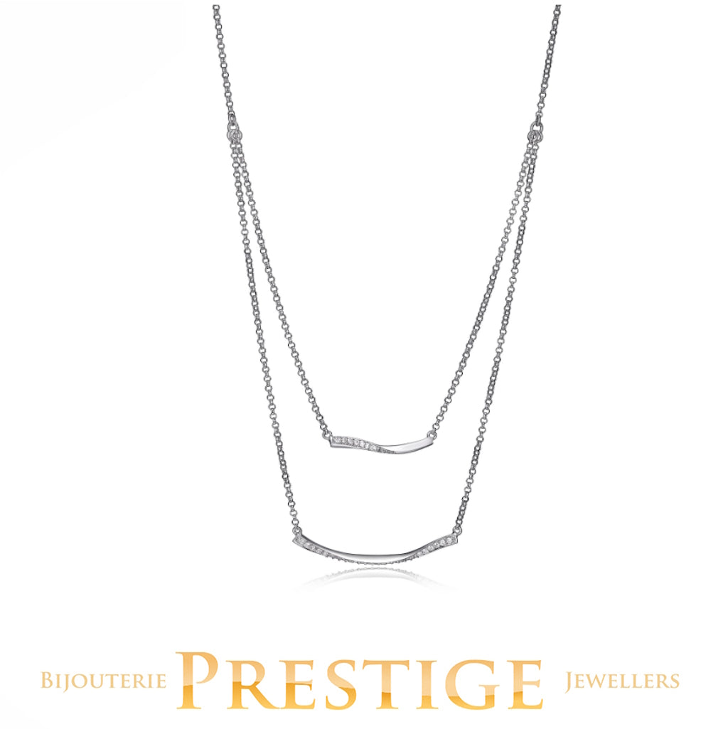 ELLE 925 Ocean Double-Strand CZ Necklace 16+2