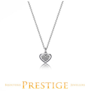 ELLE 925 Scintillation CZ Heart Necklace 18+2