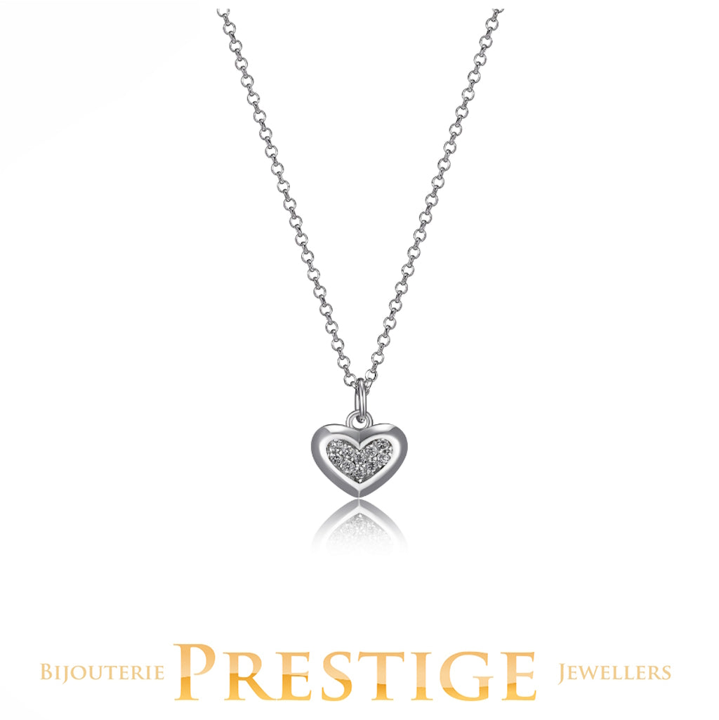 ELLE 925 Scintillation CZ Heart Necklace 18+2