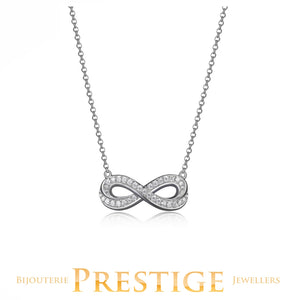 ELLE "SCINTILLATION" INFINITY  (21X8.5) CZ NECKLACES 16+2"