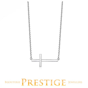 ELLE 925 Devotion Sideway Cross Necklace 16+2