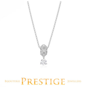 ELLE "GLIMMER" RHODIUM PLATED 6.5MM NECKLACE 16"+ 3" EXTENSION