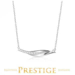 ELLE "FOLIAGE" RHODIUM PLATED NECKLACE 16"+2" EXTENSION