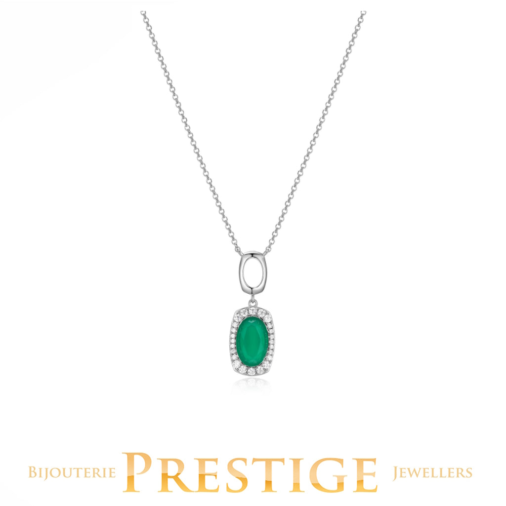 ELLE "AUREOLE" RHODIUM PLATED NECKLACE 17"+3" EXTENSION