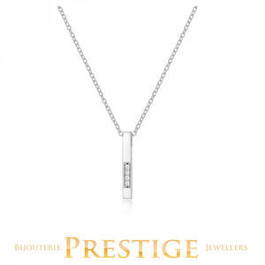 ELLE "HORIZON" RHODIUM PLATED CUBIC ZIRCONIA STICK SHORT NECKLACE 17"