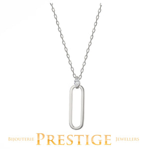 ELLE "PARALLEL" RHODIUM PLATED OPEN OBLONG