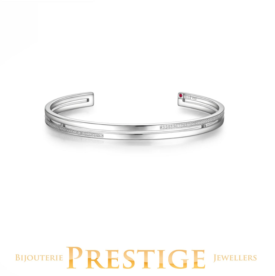 ELLE "HORIZON" RHODIUM PLATED BANGLE 6.5"