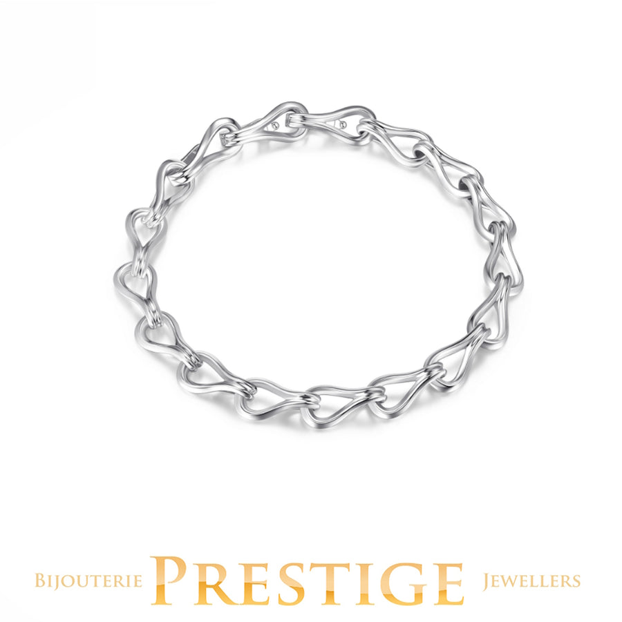 ELLE "COALESCE" RHODIUM PLATED SILVER LINK BRACELET 6.5" +1"
