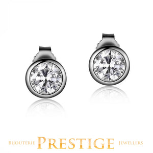 ELLE 925 Promise Bezel Set 6.25MM Solitaire Post Earrings