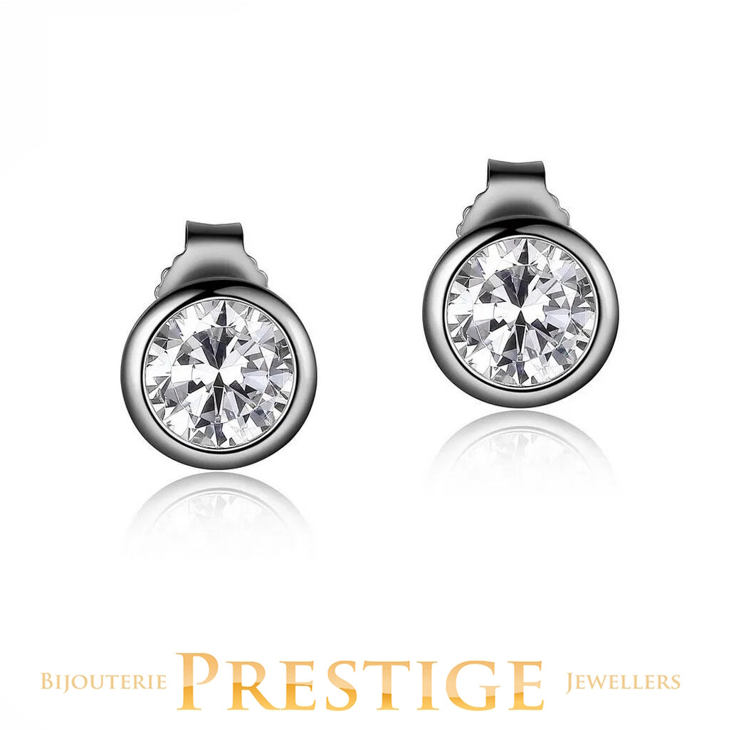 ELLE 925 Promise Bezel Set 6.25MM Solitaire Post Earrings