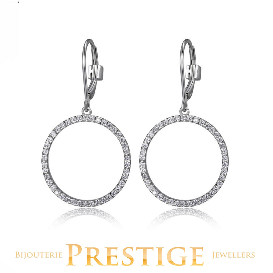 ELLE 925 Rodeo Drive CZ Circle Leverback Earrings