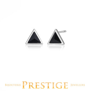 ELLE "SPATIAL" RHODIUM PLATED TRIANGLE STUD EARRING