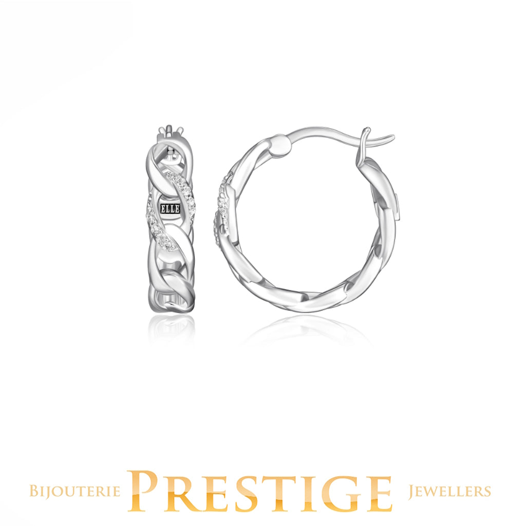 ELLE "OVATION" RHODIUM PLATED 30MM HOOP