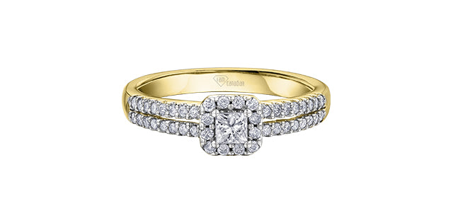 Engagement Ring 14 Karat Yellow Gold  - Canadian Diamond