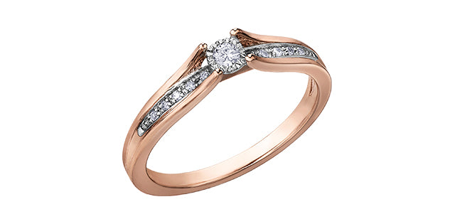 Ladies Engagement Ring 10KTRW 1=0.05CT 10=0.05CT