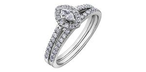 Engagement Ring 10KTW Stackable 1=0.10 Marquise Cut 26=0.23CT