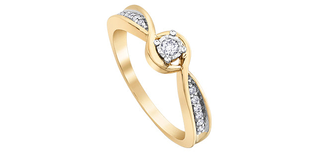Ladies 10KTYW Engagement Ring 1=0.05CT 12=0.07CT