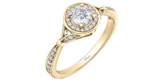 Engagement Ring 10 Karat Yellow Gold  - Canadian Diamond