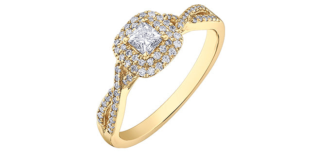 Engagement Ring 10 Karat Yellow Gold  - Canadian Diamond