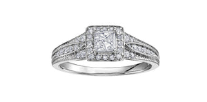 Engagement Ring 14 Karat Yellow Gold  - Canadian Diamond Princess Cut