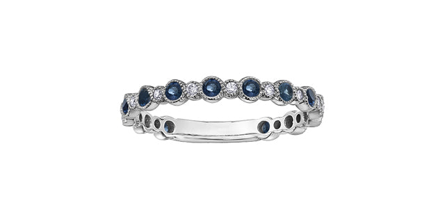 Blue Sapphire & Diamond Band 10 Karat Gold