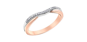 Ladies 10 Karat Rose & White Gold Diamond (0.10TDW) Curved Band 1.5-3mm Stackable Ring