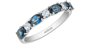 Blue Sapphire & Diamond Ring 14 Karat Gold - Maple Leaf Canadian Diamonds