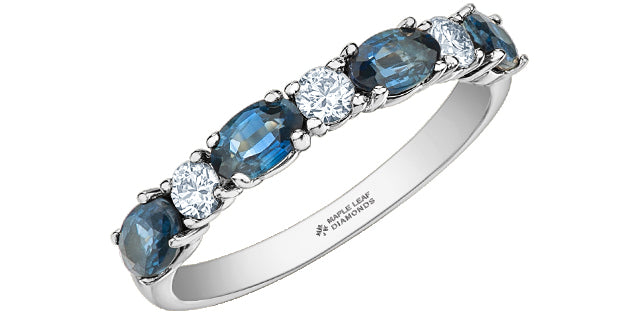 Blue Sapphire & Diamond Ring 14 Karat Gold - Maple Leaf Canadian Diamonds