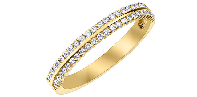 Double Row Diamond Band 10 Karat Gold - Various Diamond Weights