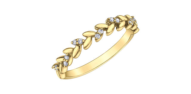 Diamond Leaves Band 10 Karat Gold (0.08CT TDW)