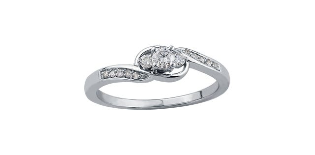 Engagement Ring 10KTW 1=0.10CT 2=0.05CT 10=0.05CT