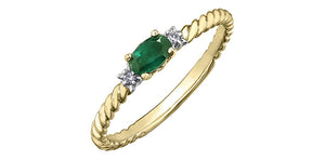 Birthstone Natural Stone & Diamond Ring 10 Karat Gold