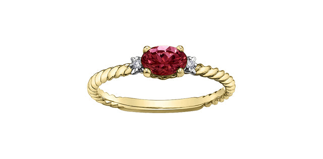 Birthstone Natural Stone & Diamond Ring 10 Karat Gold