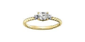 Birthstone Natural Stone & Diamond Ring 10 Karat Gold