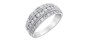 10 Karat Gold Triple Diamond Row Ring