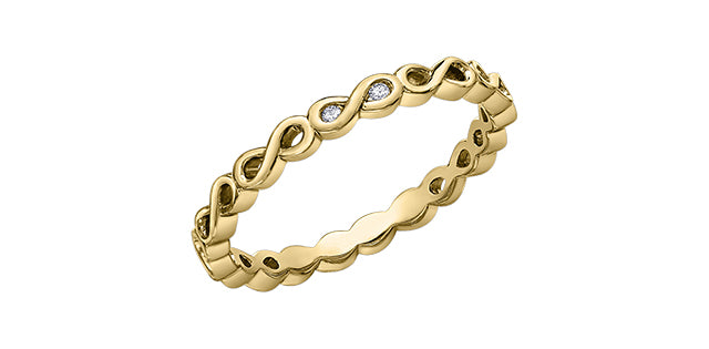 Ladies 10 Karat Yellow Gold Diamond (0.015TDW) Infinity Stackable Ring