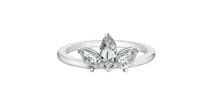 10KTW White Zircon Crown Ring 2=0.01CT