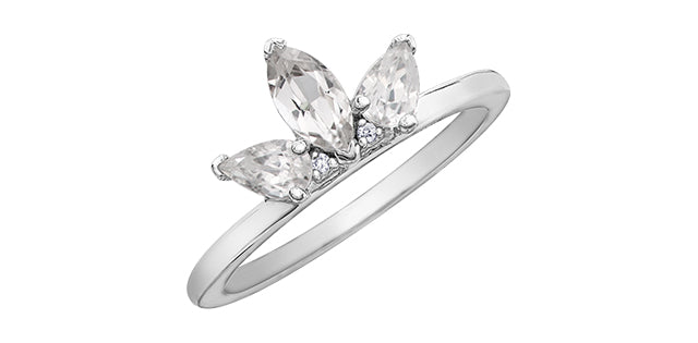 10KTW White Zircon Crown Ring 2=0.01CT