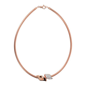 Bronzallure Tubolar Necklace With Leaf Pave