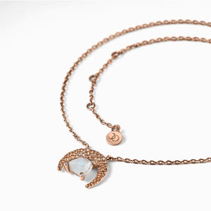 MoonMagic 925 & 14KT Rose Gold Vermeil Raw Crystal Moonstone Necklace - Dreamy Moonstone