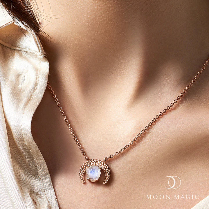MoonMagic 925 & 14KT Rose Gold Vermeil Raw Crystal Moonstone Necklace - Dreamy Moonstone