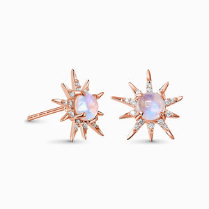 MoonMagic 925 & 14KT Rose Gold Vermeil Moonstone Earrings - Starlight Studs