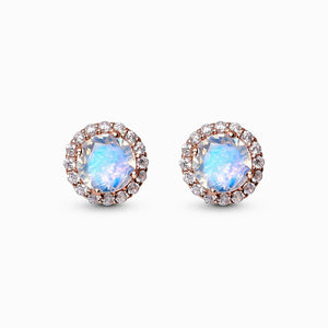 MoonMagic 925 & 14KT Rose Gold Vermeil Moonstone Earrings - Venus Studs