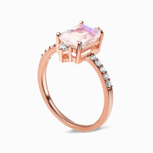 MoonMagic 925 & 14KT Rose Gold Vermeil Moonstone Ring - Feline