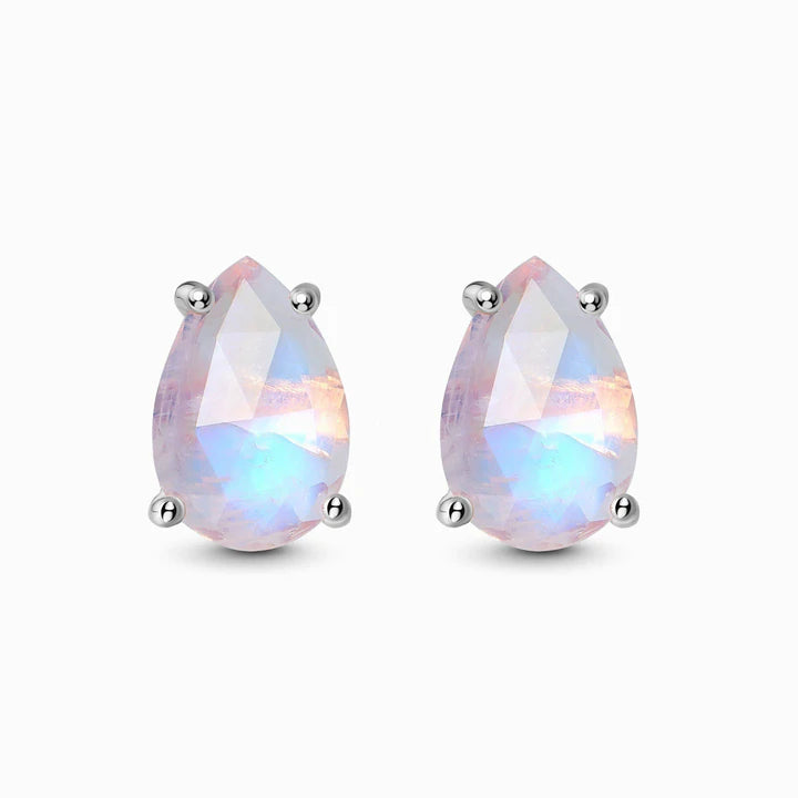 MoonMagic 925 Moonstone Earrings - Bright Drop Studs