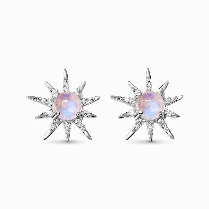 MoonMagic 925 Moonstone Earrings - Starlight Studs