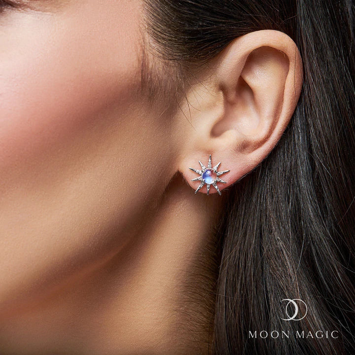 MoonMagic 925 Moonstone Earrings - Starlight Studs