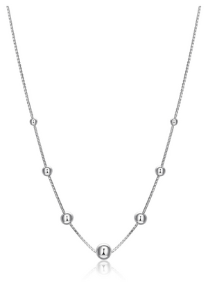 ELLE "ORB" RHODIUM PLATED SILVER NECKLACE 16"+3" EXTENSION