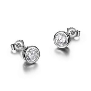 ELLE 925 Promise Bezel Set 6.25MM Solitaire Post Earrings